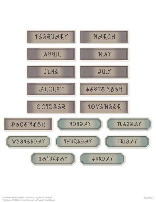 Ephemera Kit: 77 Printable Cards, Tags and Word Strips - GOTHIC ANATOMY THEATRE - Commercial Use — image 52