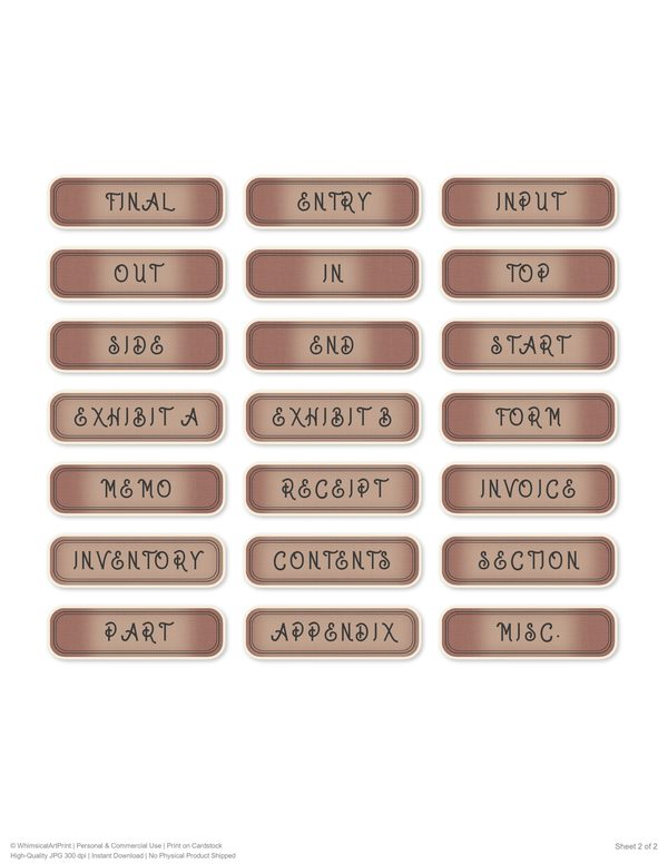 Ephemera Kit: 77 Printable Cards, Tags and Word Strips - GOTHIC ANATOMY THEATRE - Commercial Use — image 54