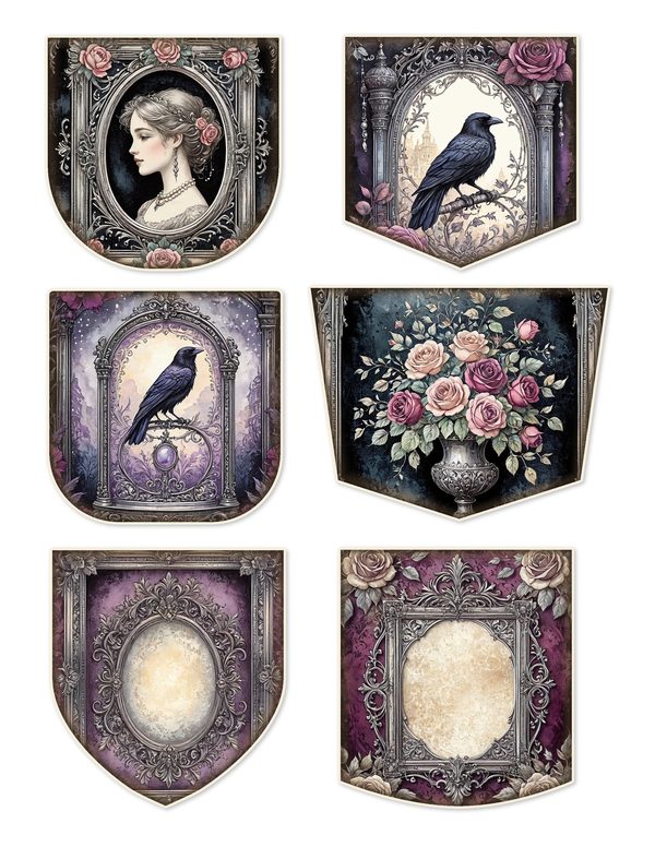 Ephemera Kit: 77 Printable Cards, Tags and Word Strips - RAVEN AND ROSE - Commercial Use — image 9