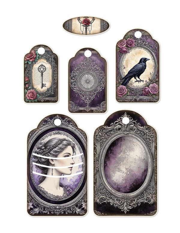 Ephemera Kit: 77 Printable Cards, Tags and Word Strips - RAVEN AND ROSE - Commercial Use — image 10