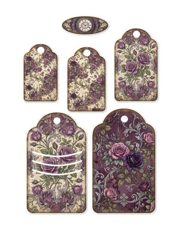 Ephemera Kit: 77 Printable Cards, Tags and Word Strips - RAVEN AND ROSE - Commercial Use — image 20