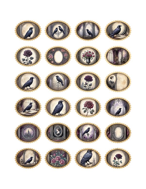 Ephemera Kit: 77 Printable Cards, Tags and Word Strips - RAVEN AND ROSE - Commercial Use — image 31