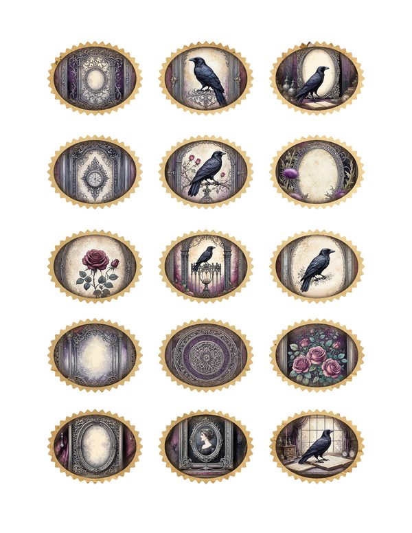 Ephemera Kit: 77 Printable Cards, Tags and Word Strips - RAVEN AND ROSE - Commercial Use — image 32