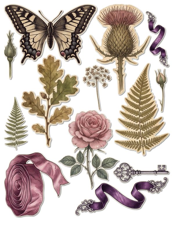 Ephemera Kit: 77 Printable Cards, Tags and Word Strips - RAVEN AND ROSE - Commercial Use — image 40