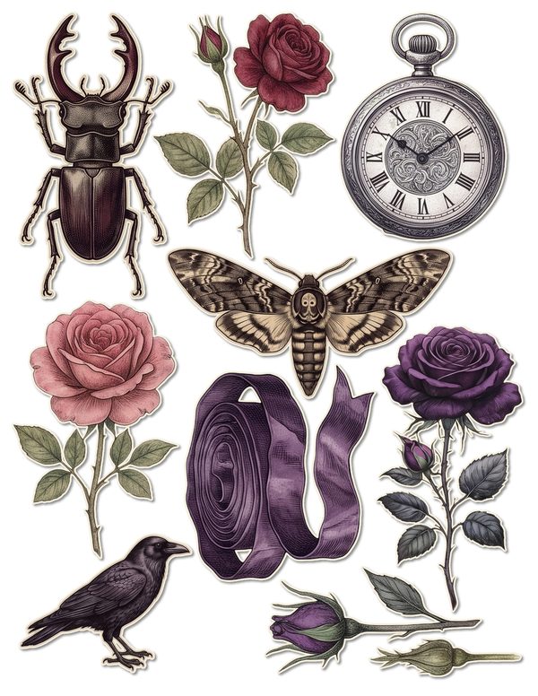 Ephemera Kit: 77 Printable Cards, Tags and Word Strips - RAVEN AND ROSE - Commercial Use — image 41