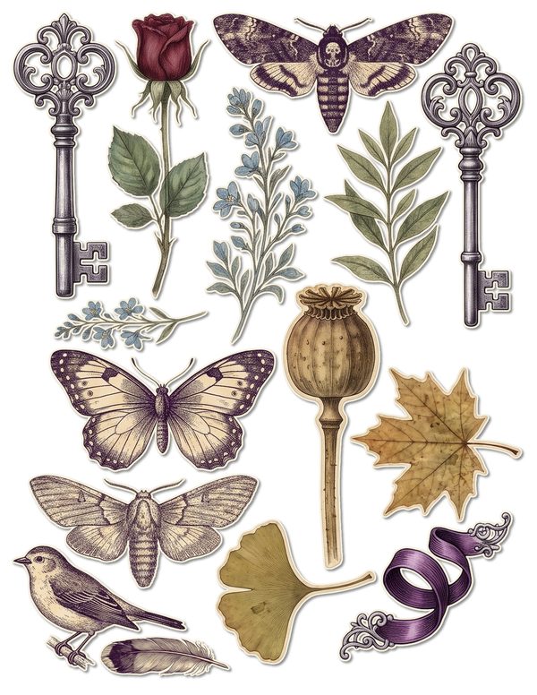 Ephemera Kit: 77 Printable Cards, Tags and Word Strips - RAVEN AND ROSE - Commercial Use — image 45
