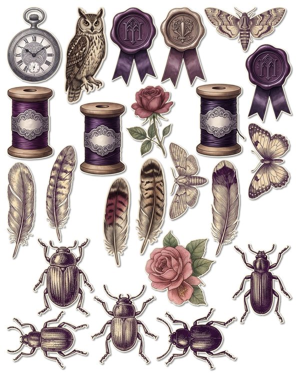 Ephemera Kit: 77 Printable Cards, Tags and Word Strips - RAVEN AND ROSE - Commercial Use — image 50