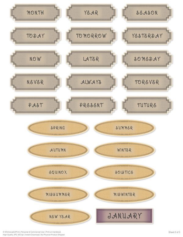 Ephemera Kit: 77 Printable Cards, Tags and Word Strips - RAVEN AND ROSE - Commercial Use — image 52