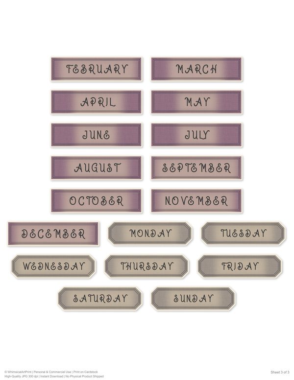 Ephemera Kit: 77 Printable Cards, Tags and Word Strips - RAVEN AND ROSE - Commercial Use — image 53