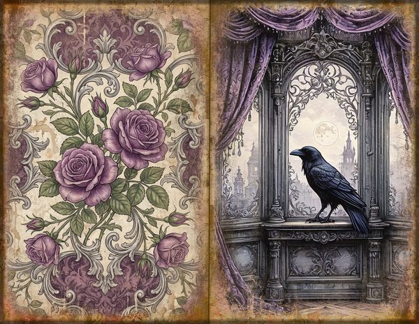 Journal Spreads: 75 Open Book Planner Pages - RAVEN AND ROSE - Commercial Use — image 19