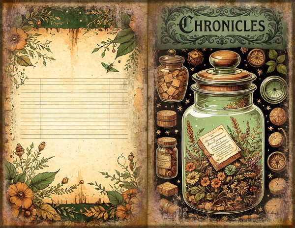 Junk Journal Spreads: 74 Open Book Planner Pages - Gothic Apothecary - Commercial Use — image 3