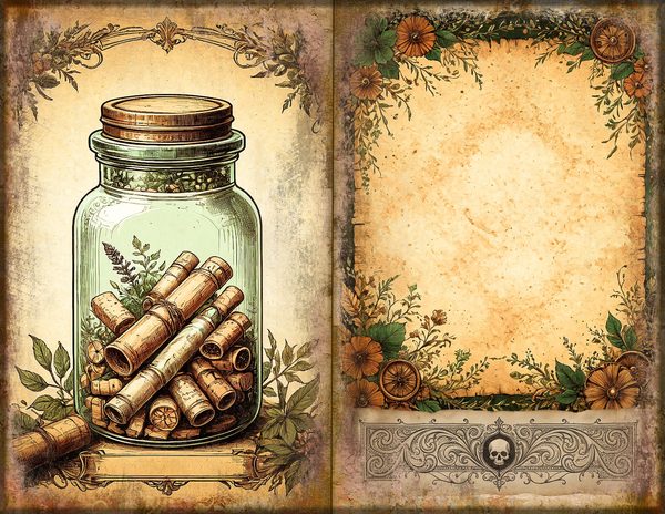 Junk Journal Spreads: 74 Open Book Planner Pages - Gothic Apothecary - Commercial Use — image 4