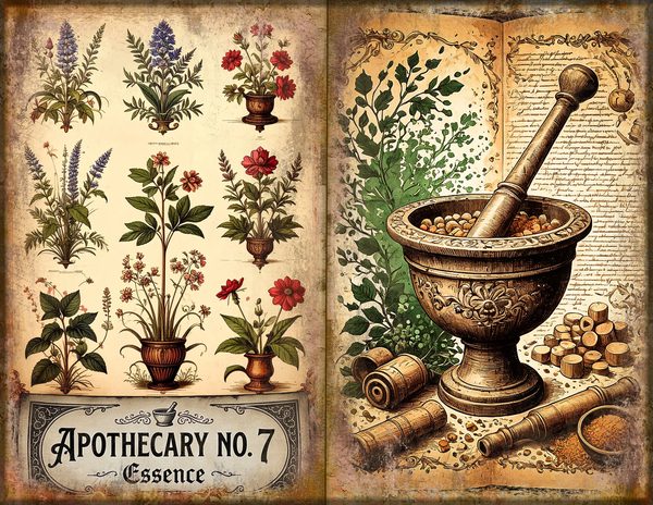 Junk Journal Spreads: 74 Open Book Planner Pages - Gothic Apothecary - Commercial Use — image 8
