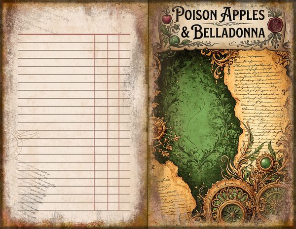 Junk Journal Spreads: 74 Open Book Planner Pages - Gothic Apothecary - Commercial Use — image 35