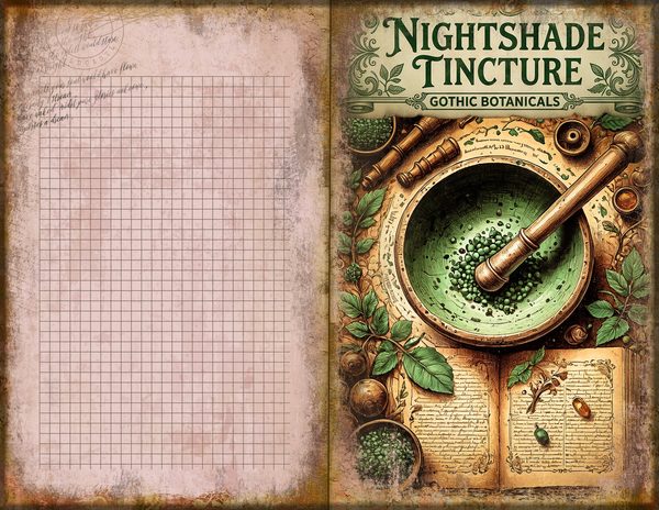 Junk Journal Spreads: 74 Open Book Planner Pages - Gothic Apothecary - Commercial Use — image 38
