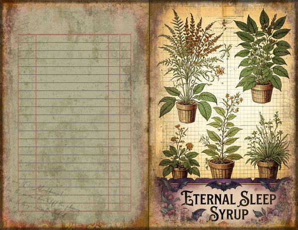Junk Journal Spreads: 74 Open Book Planner Pages - Gothic Apothecary - Commercial Use — image 39