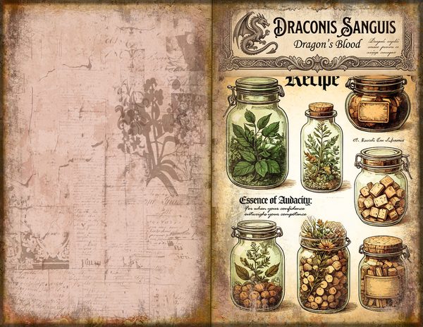 Junk Journal Spreads: 74 Open Book Planner Pages - Gothic Apothecary - Commercial Use — image 50