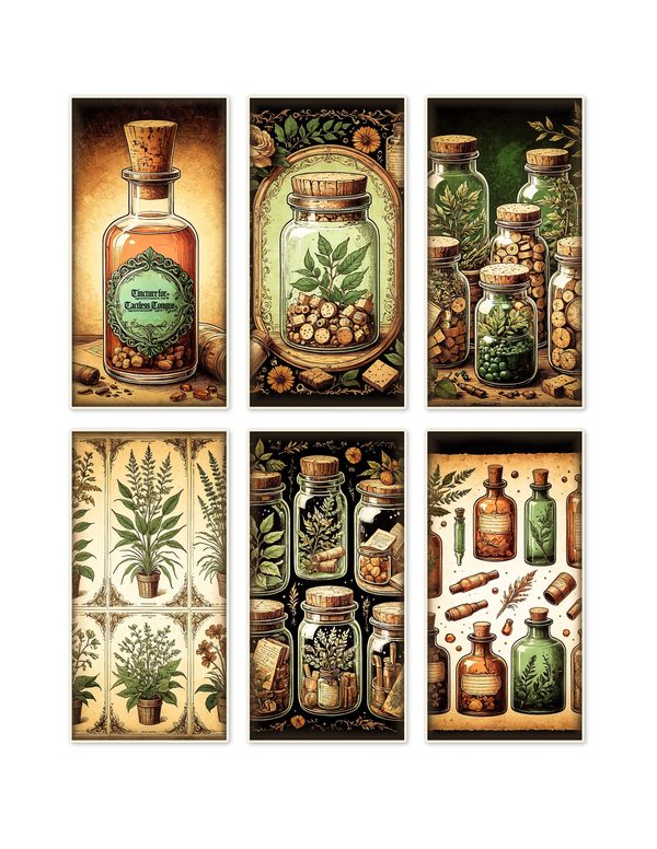 Ephemera Kit: 79 Printable Cards, Tags and Word Strips - Gothic Apothecary - Commercial Use — image 1