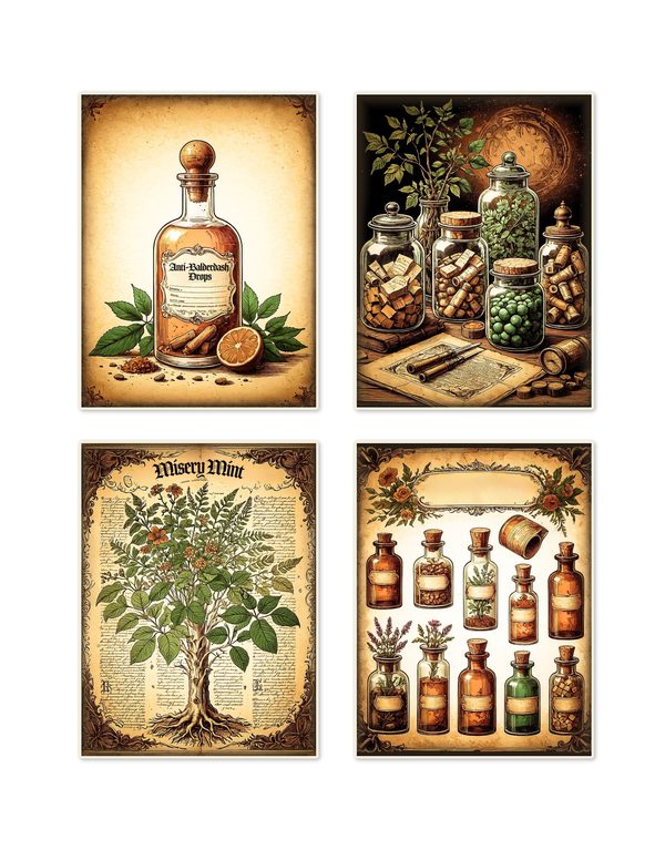 Ephemera Kit: 79 Printable Cards, Tags and Word Strips - Gothic Apothecary - Commercial Use — image 3