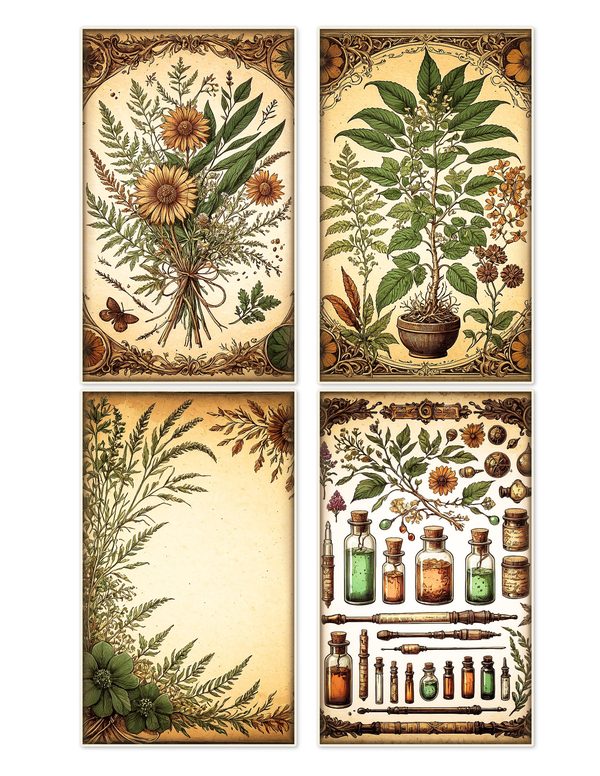 Ephemera Kit: 79 Printable Cards, Tags and Word Strips - Gothic Apothecary - Commercial Use — image 4