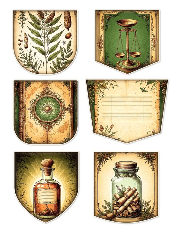 Ephemera Kit: 79 Printable Cards, Tags and Word Strips - Gothic Apothecary - Commercial Use — image 8