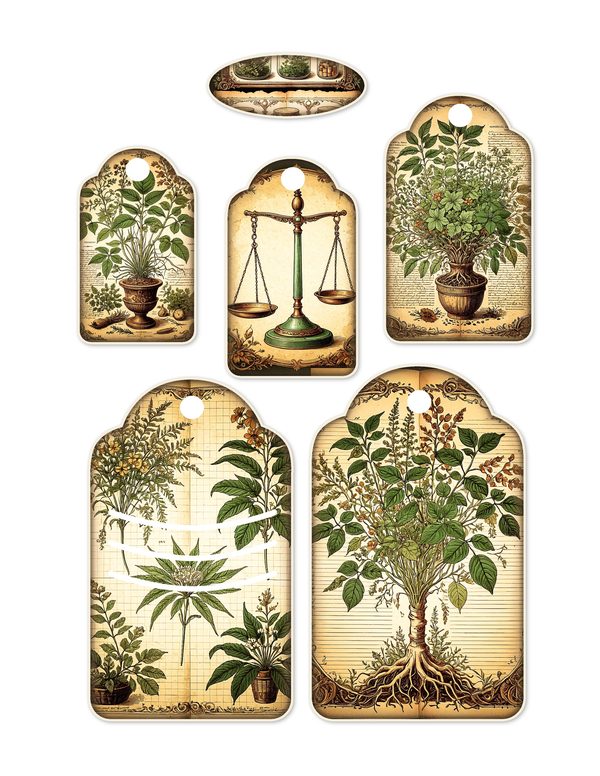 Ephemera Kit: 79 Printable Cards, Tags and Word Strips - Gothic Apothecary - Commercial Use — image 9