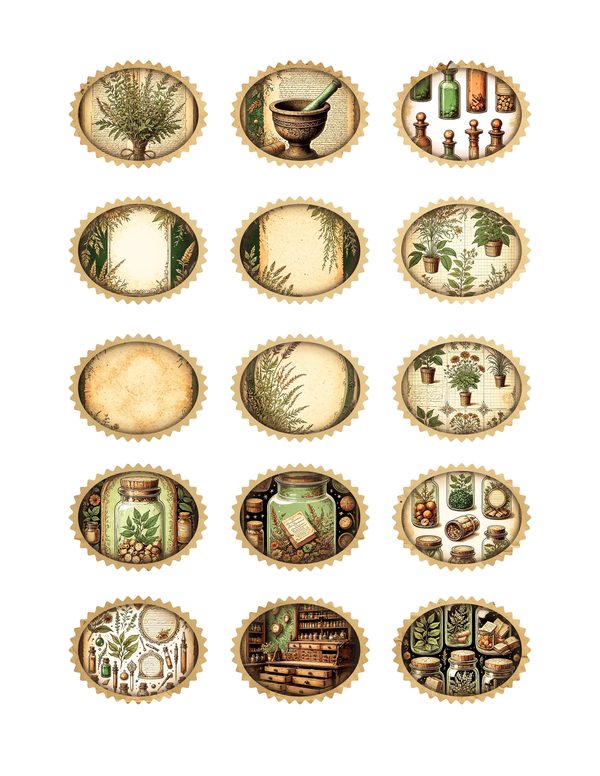 Ephemera Kit: 79 Printable Cards, Tags and Word Strips - Gothic Apothecary - Commercial Use — image 29