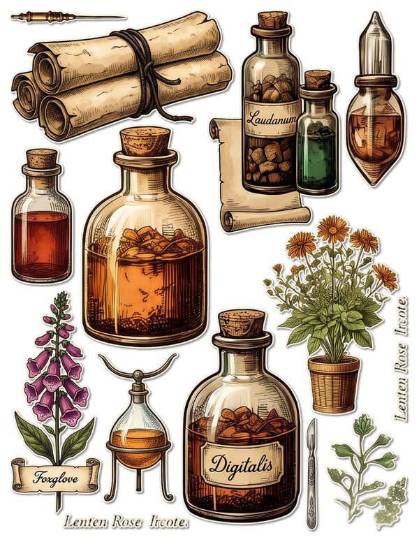 Ephemera Kit: 79 Printable Cards, Tags and Word Strips - Gothic Apothecary - Commercial Use — image 39