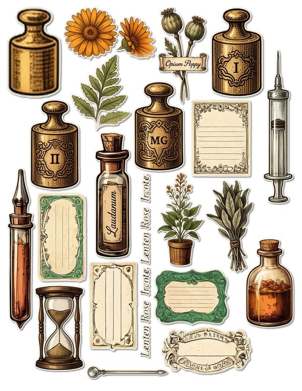 Ephemera Kit: 79 Printable Cards, Tags and Word Strips - Gothic Apothecary - Commercial Use — image 46