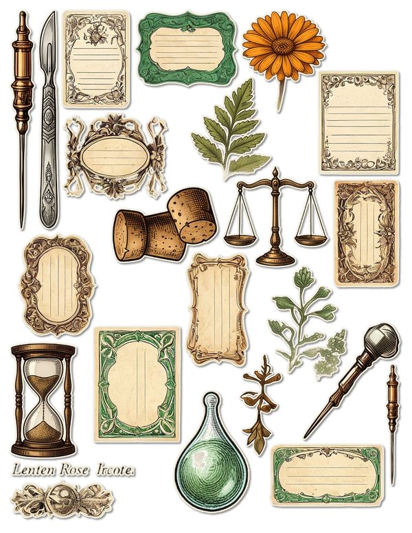 Ephemera Kit: 79 Printable Cards, Tags and Word Strips - Gothic Apothecary - Commercial Use — image 48
