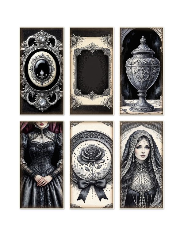 Ephemera Kit: 78 Printable Cards, Tags and Word Strips - Memento Mori - Commercial Use — image 1