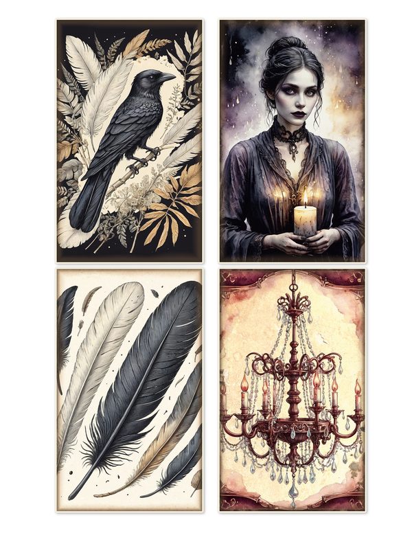 Ephemera Kit: 78 Printable Cards, Tags and Word Strips - Memento Mori - Commercial Use — image 4