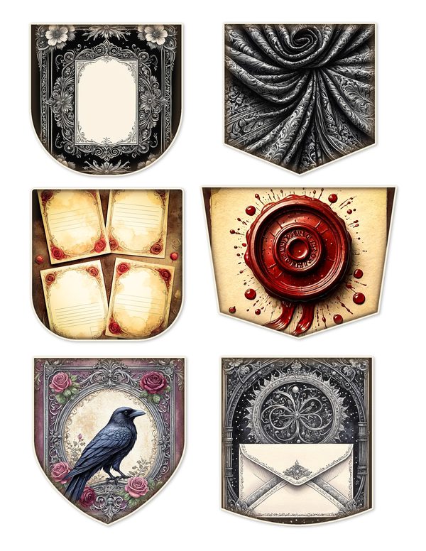 Ephemera Kit: 78 Printable Cards, Tags and Word Strips - Memento Mori - Commercial Use — image 8