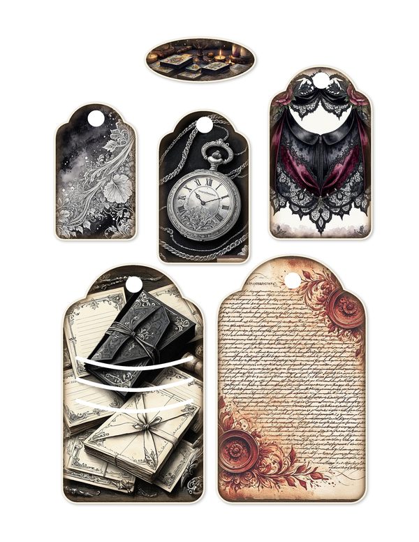 Ephemera Kit: 78 Printable Cards, Tags and Word Strips - Memento Mori - Commercial Use — image 9