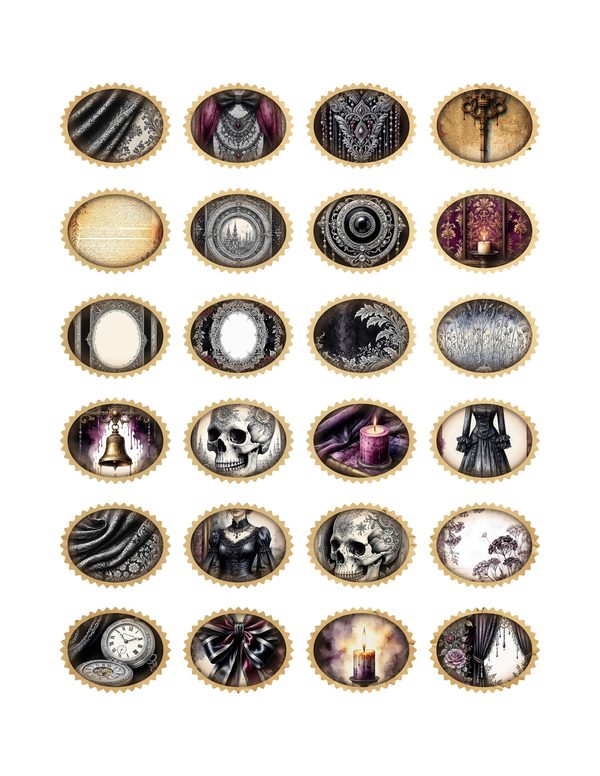 Ephemera Kit: 78 Printable Cards, Tags and Word Strips - Memento Mori - Commercial Use — image 28