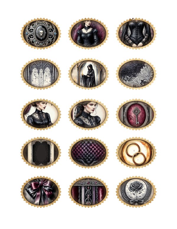 Ephemera Kit: 78 Printable Cards, Tags and Word Strips - Memento Mori - Commercial Use — image 29