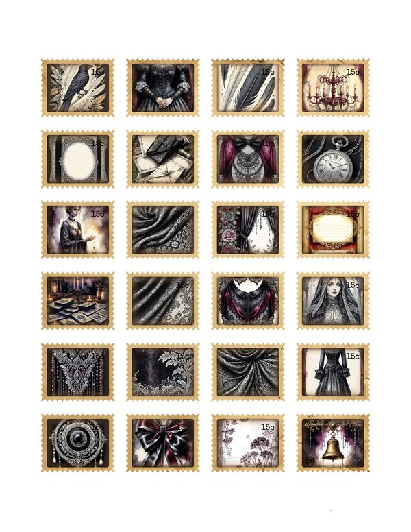 Ephemera Kit: 78 Printable Cards, Tags and Word Strips - Memento Mori - Commercial Use — image 31