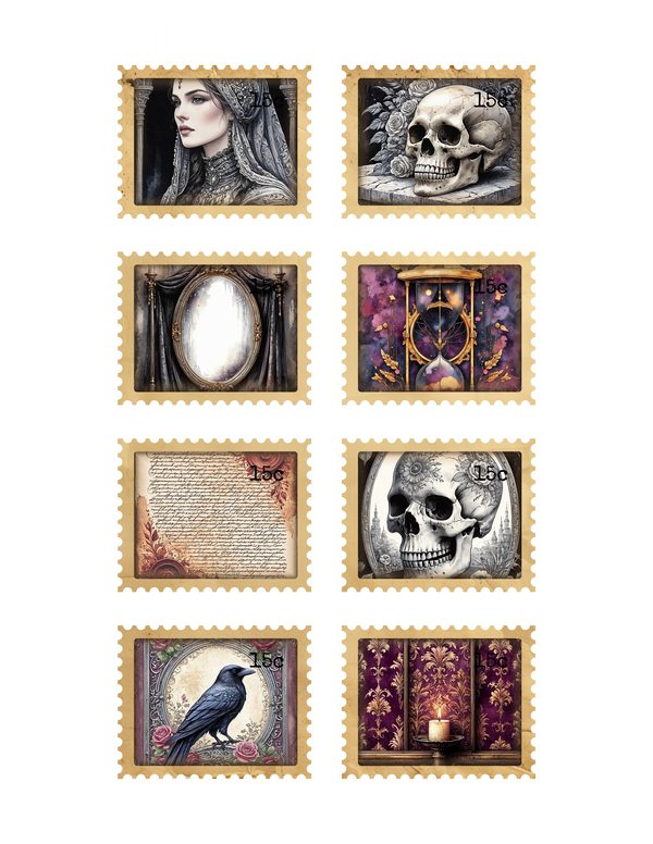 Ephemera Kit: 78 Printable Cards, Tags and Word Strips - Memento Mori - Commercial Use — image 32