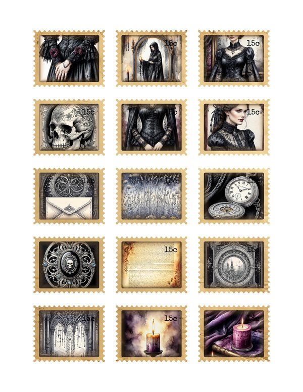 Ephemera Kit: 78 Printable Cards, Tags and Word Strips - Memento Mori - Commercial Use — image 33