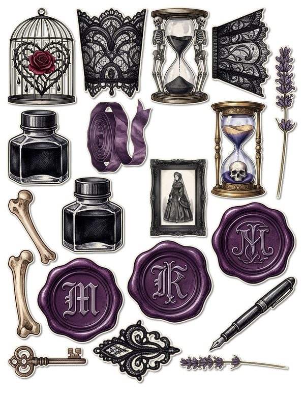Ephemera Kit: 78 Printable Cards, Tags and Word Strips - Memento Mori - Commercial Use — image 47