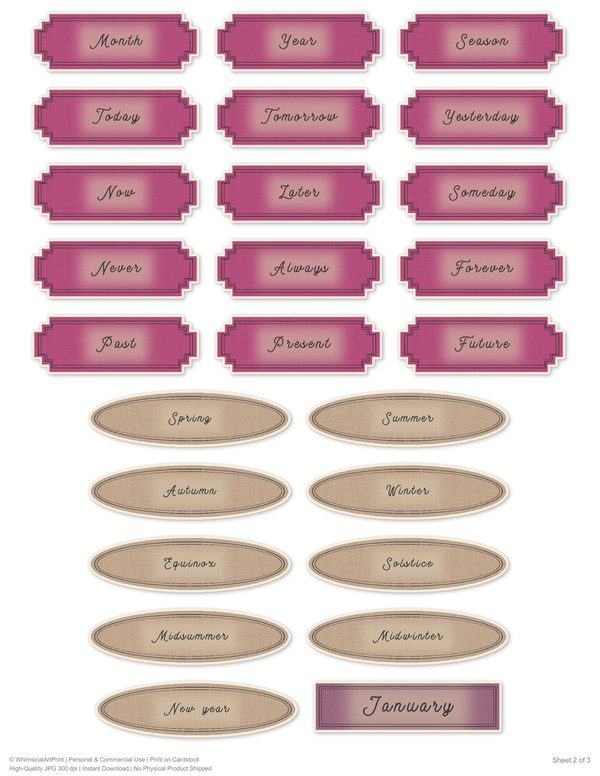 Ephemera Kit: 78 Printable Cards, Tags and Word Strips - Memento Mori - Commercial Use — image 49