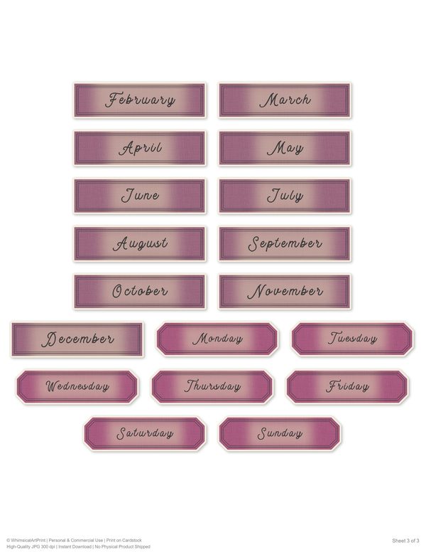 Ephemera Kit: 78 Printable Cards, Tags and Word Strips - Memento Mori - Commercial Use — image 50