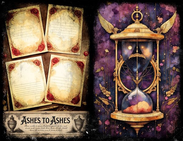 Junk Journal Spreads: 75 Open Book Planner Pages - Memento Mori - Commercial Use — image 4