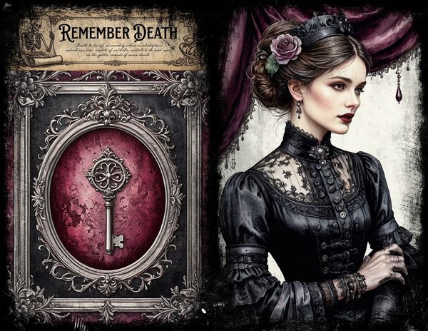 Junk Journal Spreads: 75 Open Book Planner Pages - Memento Mori - Commercial Use — image 6