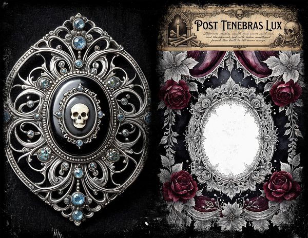 Junk Journal Spreads: 75 Open Book Planner Pages - Memento Mori - Commercial Use — image 9