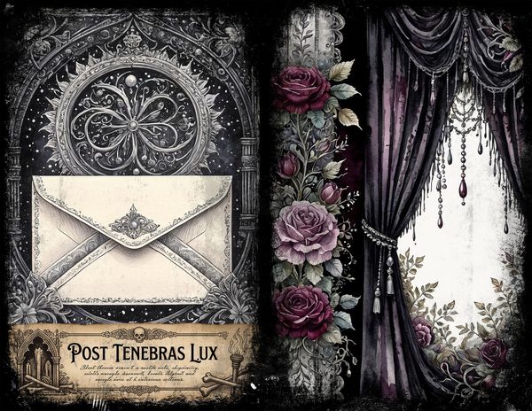 Junk Journal Spreads: 75 Open Book Planner Pages - Memento Mori - Commercial Use — image 11
