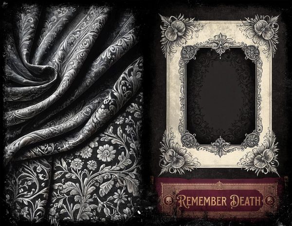 Junk Journal Spreads: 75 Open Book Planner Pages - Memento Mori - Commercial Use — image 14