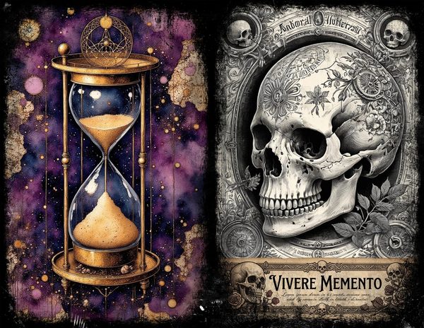 Junk Journal Spreads: 75 Open Book Planner Pages - Memento Mori - Commercial Use — image 15