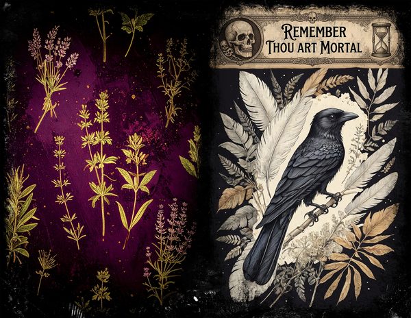Junk Journal Spreads: 75 Open Book Planner Pages - Memento Mori - Commercial Use — image 17