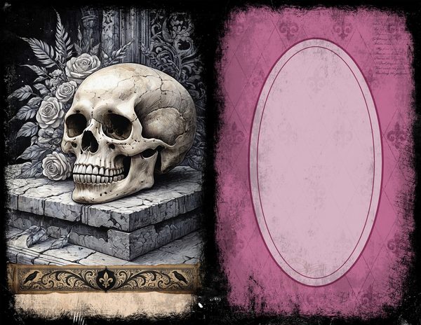 Junk Journal Spreads: 75 Open Book Planner Pages - Memento Mori - Commercial Use — image 31
